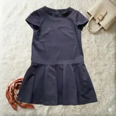 To b. by agnes b. ジャガード 半袖ワンピース ネイビー 36Sのサムネイル