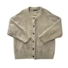 lugnature ベージュ ボタン付きカーディガン