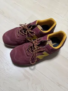 New Balance 574 バーガンディ/イエロー　28cm