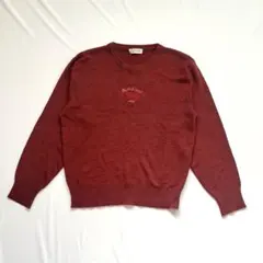 赤 ロゴ　ニット セーター ボルドー 長袖 シンプル 上品 大人きれいめ