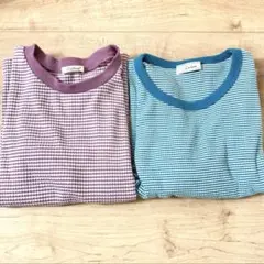 【セット】　水色　紫　リブTシャツ2枚セット