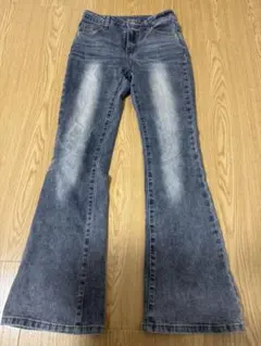 ブーツカットデニム ダークブルー ハイウエスト