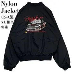 【USA製】GM アメ車 ブルゾン ナイロンジャケット 刺繍 黒 XL相当