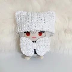 ぬい服 にじぱぺっと 10cm 帽子＆リボン ホワイト