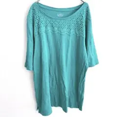 ⭐️★ クロフトアンドバロウ Tシャツ ボートネック 5分袖 レース 緑 XL