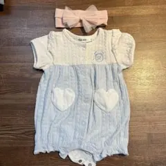 水色ロンパースとヘアバンドセット