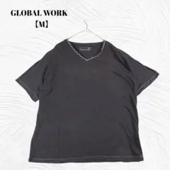 GLOBAL WORK グローバルワーク【M】Vネック 半袖 コットン Tシャツ
