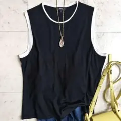 極美品♪24SS セオリー Lサイズ シルク ウール ニット タンクトップ 黒