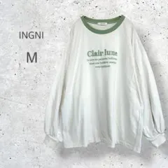 【INGNI】　長袖Tシャツ　ロングスリーブTシャツ　ビッグロゴ刺繍　パフ袖のサムネイル