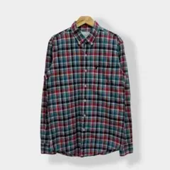 AMERICAN EAGLE ロゴ 刺繍 チェック柄 コットン シャツ S