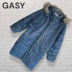 GASY デニム ロングコート 中綿入り フード ファー ユニセックス