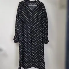 SUREVE 3L ブラック・ホワイトドット シャツワンピース