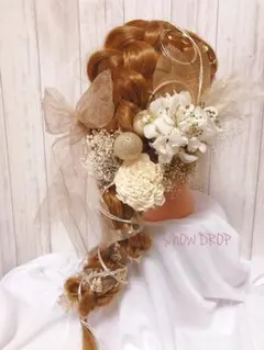 ホワイトゴールド髪飾り♡お花髪飾り全てset♡金箔シート付