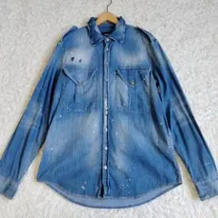 【希少Lサイズ】ディースクエアード デニムシャツ ミリタリー クラッシュ 48