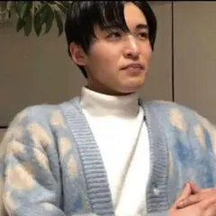 目黒蓮着用　wai kei レオパード柄 ニットカーディガン 美品 韓国 ブルー