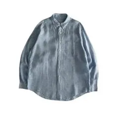 【希少】ブルックスブラザーズ 最高級リネン100% 長袖チェックシャツ Lサイズ