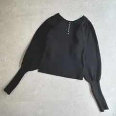 美品★しまむら RIVIETTA〔L〕2wayパール リブパフスリーブカットソー