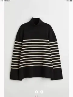 H&Mボーダーニット　黒ベージュ　M