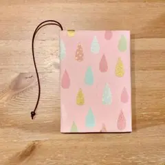 【 文庫本 】ブックカバー ハンドメイド レインドロップ ピンク