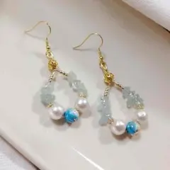 ★ラスト1点★【風祭 KAZAMATSURI】♥️和風アクアマリンピアス