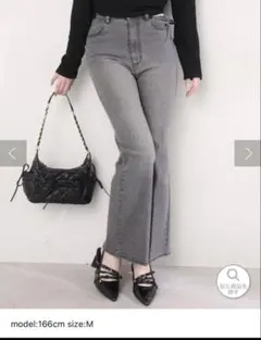 NICE CLAUP サイドカットレース美脚ビジューデニム Mのサムネイル
