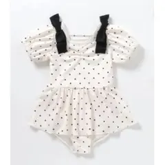 アプレレクール　肩リボンパフスリーブワンピース水着　80