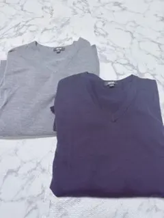 ユニクロ エクストラファインメリノ Vネックセーター M 2色セット