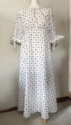 美品✨幾何ドット ワンピース 36 ロング 2024年 長袖 総柄 現行品