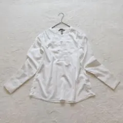 H＆M　 スキッパーシャツ　ブラウス　XS　長袖　ホワイト　オフィスカジュアル