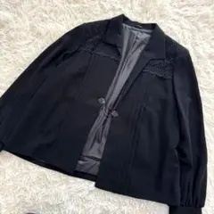 ブラックフォーマルジャケット レース刺繍 冠婚葬祭 羽織り ラペルピン 17号