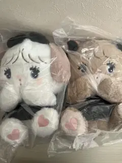 mikko characters ブラックリボンBIGぬいぐるみ　スフレ&ラテ