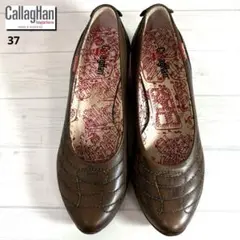 美品■カラハン■パンプス✨スリッポン レトロ アーモンドトゥ 本革 スペイン製