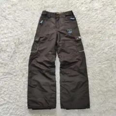 ブラウン　ブルー　パンツ　千鳥柄？　ワッペン　スキー