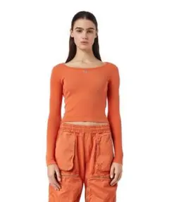 DIESEL リブ長袖カットソー オレンジのサムネイル