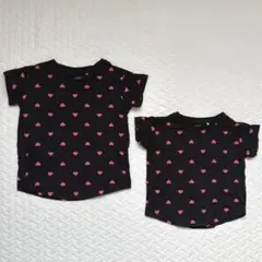 おそろい ハート柄Tシャツ2枚セット 100cm、80cm