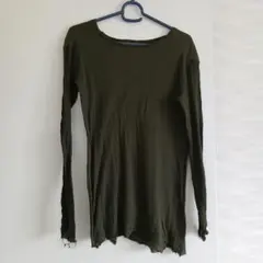 ZARA ストレッチロングTシャツ　メンズS　リブ　切りっぱなし