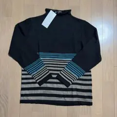 新品 ハイネックニット ボーダー柄 M-L