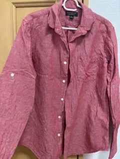 BANANA REPUBLIC リネン長袖シャツ S 赤