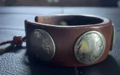 コンチョ レザーバングル　ビーズ屋公ちゃん インディアン ブレスレット