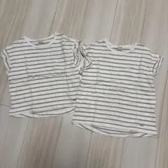 姉妹お揃い110 130 petit main フリル袖 Tシャツ 2枚セット