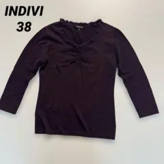INDIVI 七分袖 ニット モヘア混　パープル 38のサムネイル