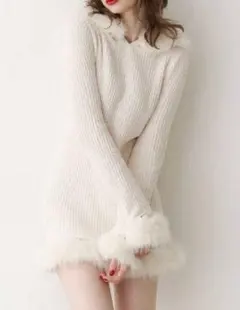 jouetie ポイントファーモールニットワンピース