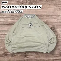 90sUSA製》PRAIRIEMOUNTAINスウェットネイティブ柄リブゆるダボ
