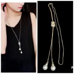 超人気♡レディース♡ネックレス♡ペンダント♡ロング♡パール風 ゴールド
