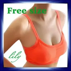 スポーツブラ　ヨガ　フィットネス　蝶々モチーフがオシャレなＹ字デザイン　オレンジ