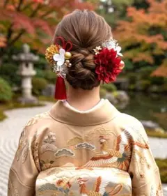 成人式髪飾り♥高級造花ダリア髪飾り結婚式 卒業式 前撮り振袖袴 ヘッドドレス