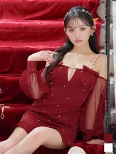 【JEWELS】赤のオフショルダー キャバドレス ミニドレス