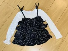 人気☆mezzo piano ドット柄フリル長袖カットソー 100-120