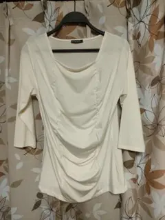 レディースアイボリー7分袖トップスＬ～LLサイズ