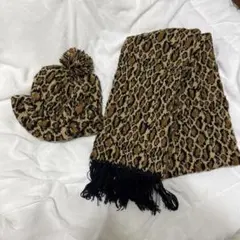 NEW YORK HAT. CO.レオパード柄 マフラーと帽子のセット